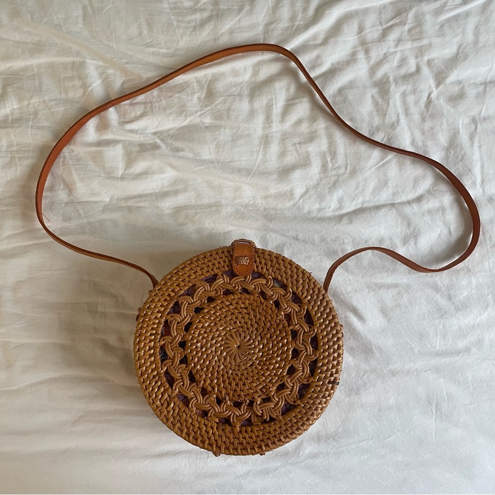 Hand Woven Rattan Crossbody Bag